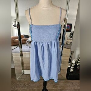 Urban Outfitters Blue Scalloped Frock Mini Dress Baby Doll Large